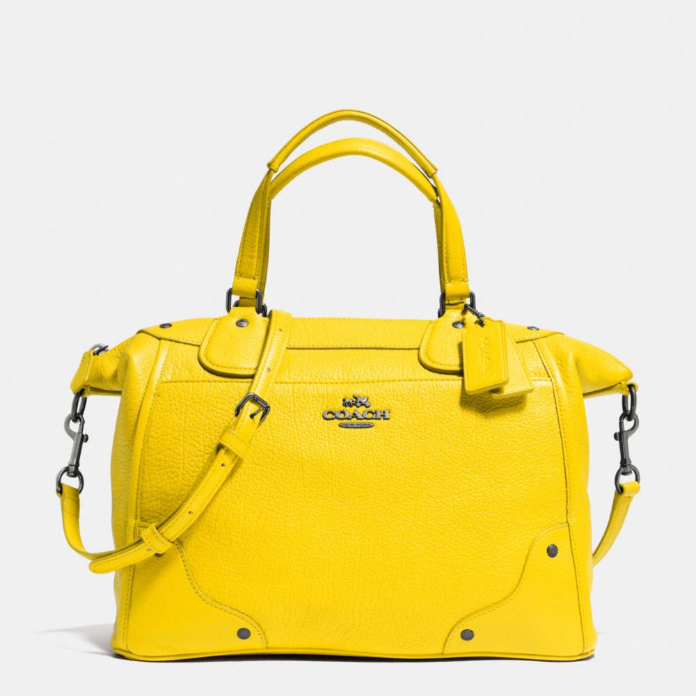 COACH F34040 MICKIE SATCHEL IN GRAIN LEATHER -QB/YELLOW