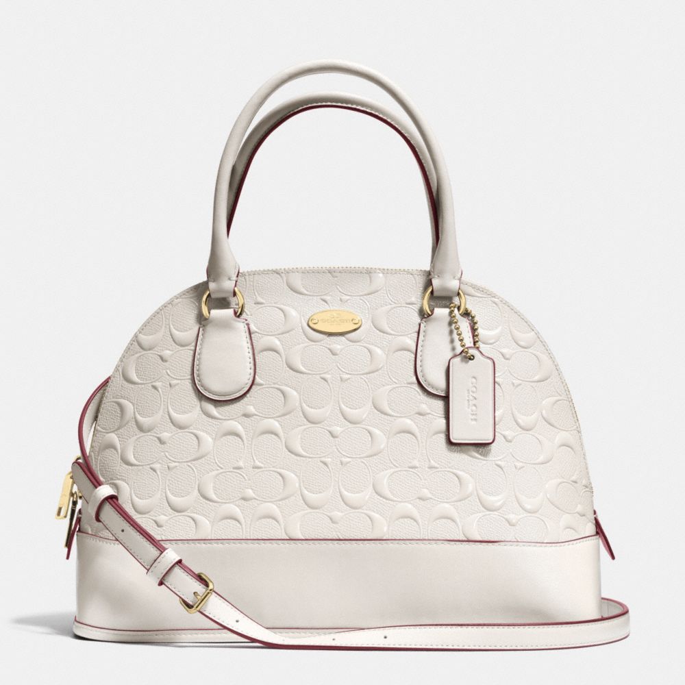 COACH F34052 CORA DOMED SATCHEL IN DEBOSSED PATENT LEATHER -LIGHT-GOLD/CHALK