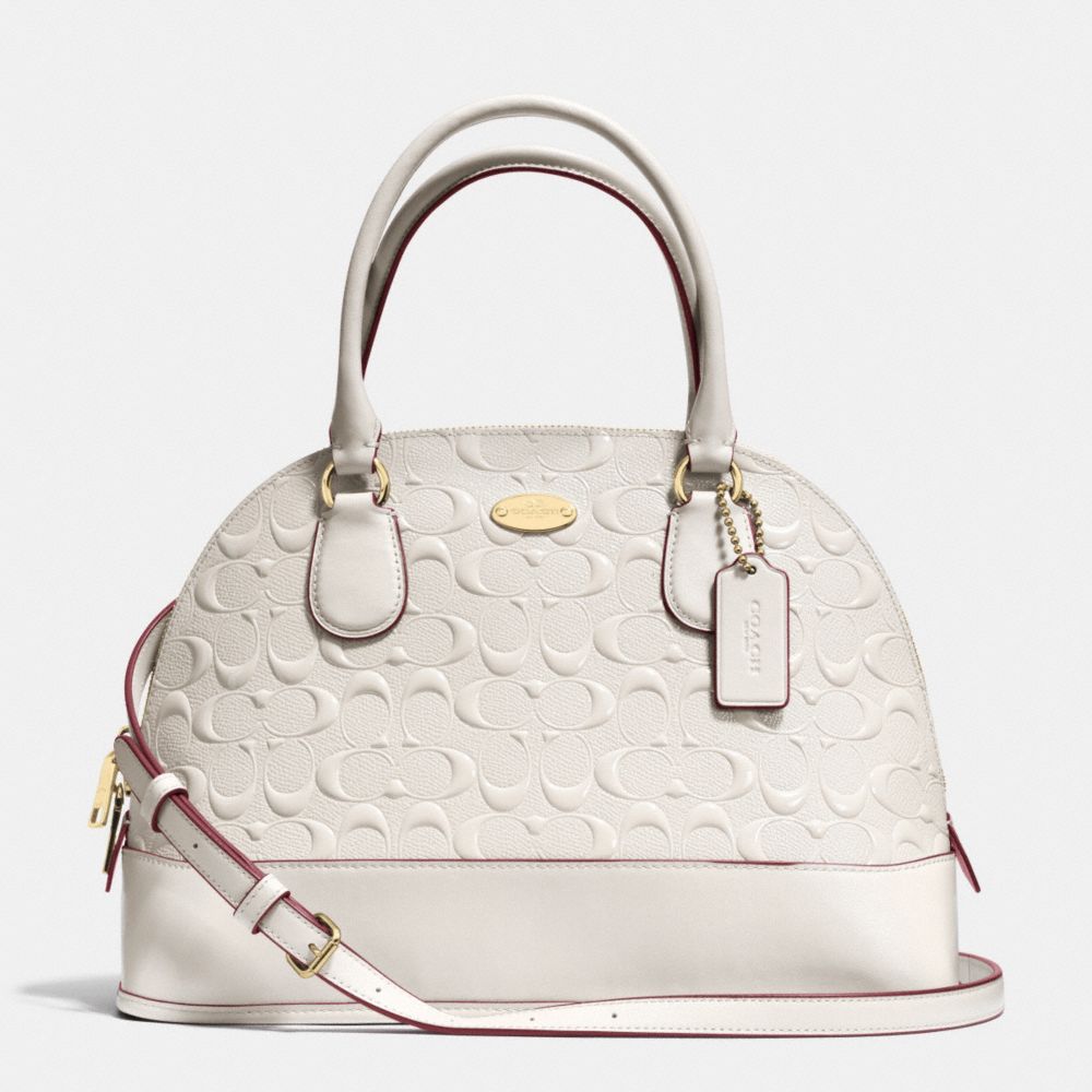 COACH CORA DOMED SATCHEL IN DEBOSSED PATENT LEATHER - LIGHT GOLD/CHALK - F34052