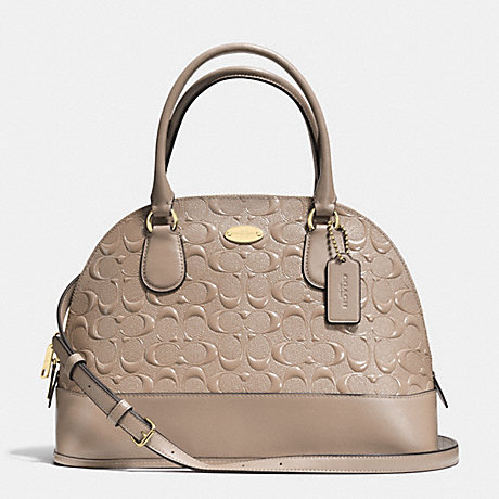 COACH F34052 CORA DOMED SATCHEL IN DEBOSSED PATENT LEATHER LIGHT-GOLD/STONE