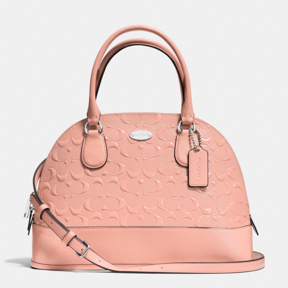 CORA DOMED SATCHEL IN DEBOSSED PATENT LEATHER - f34052 - SILVER/BLUSH