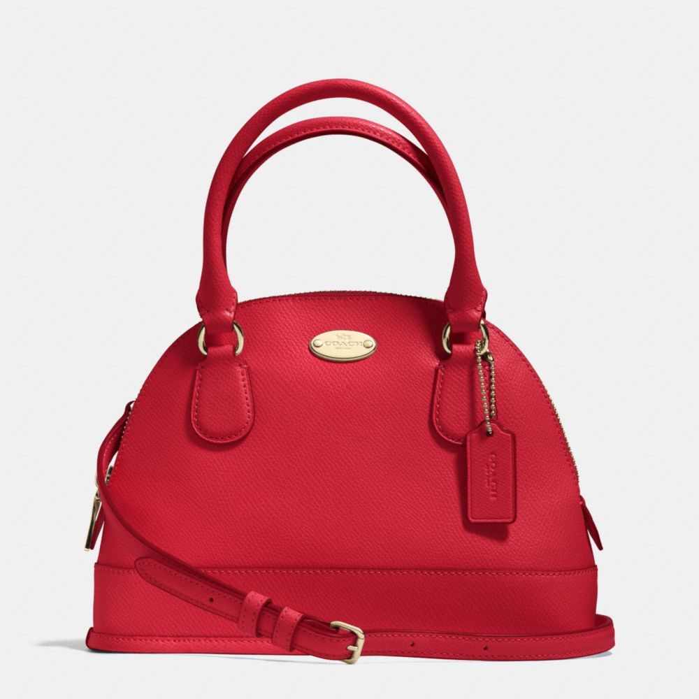 COACH F34090 Mini Cora Domed Satchel In Crossgrain Leather IMITATION GOLD/CLASSIC RED