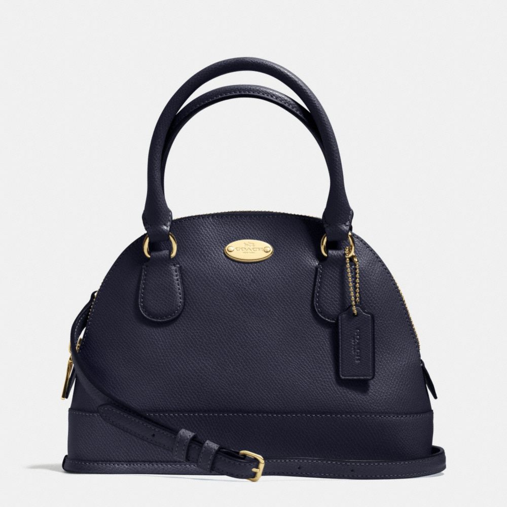 COACH MINI CORA DOMED SATCHEL IN CROSSGRAIN LEATHER - IMITATION GOLD/MIDNIGHT - F34090