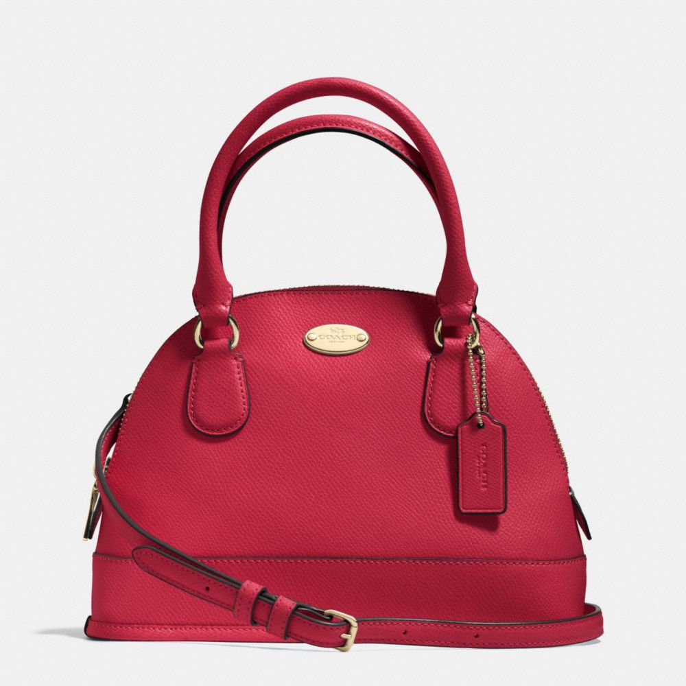 MINI CORA DOMED SATCHEL IN CROSSGRAIN LEATHER - f34090 -  LIGHT GOLD/RED