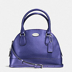 COACH F34090 Mini Cora Domed Satchel In Crossgrain Leather SILVER/METALLIC PURPLE IRIS