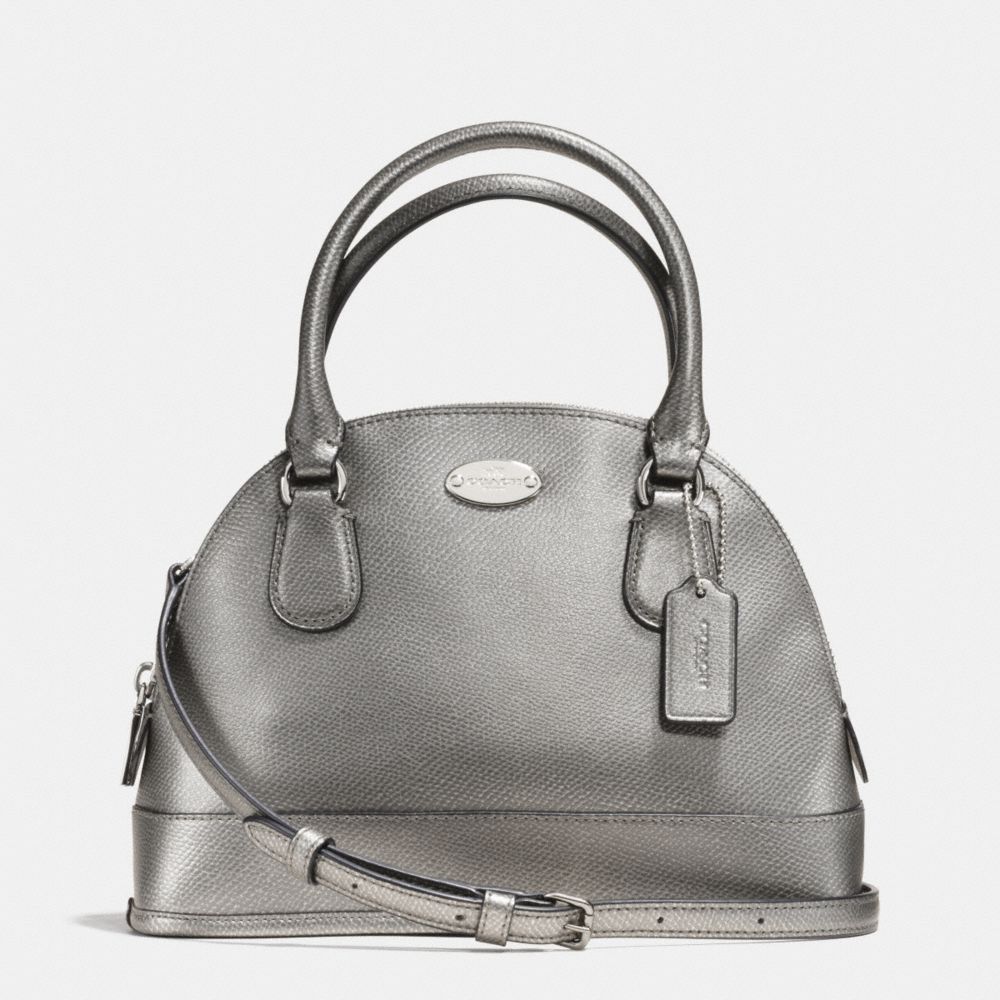 COACH F34090 - MINI CORA DOMED SATCHEL IN CROSSGRAIN LEATHER  SILVER/PEWTER