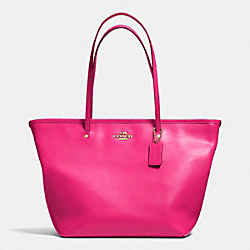 COACH F34103 Street Zip Tote In Crossgrain Leather  LIGHT GOLD/PINK RUBY