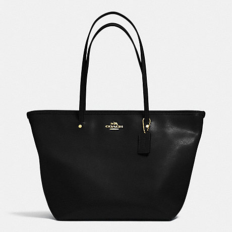 COACH STREET ZIP TOTE IN LEATHER - LIGHT GOLD/BLACK - f34103