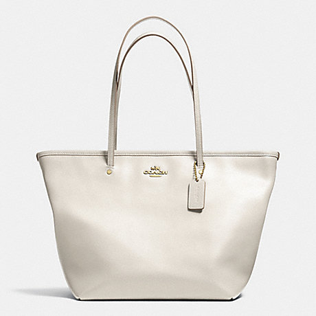 COACH F34103 STREET ZIP TOTE IN LEATHER LIGHT-GOLD/CHALK
