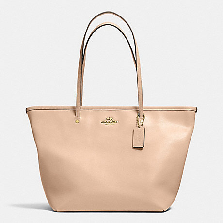 COACH f34103 STREET ZIP TOTE IN LEATHER LIGHT GOLD/NUDE