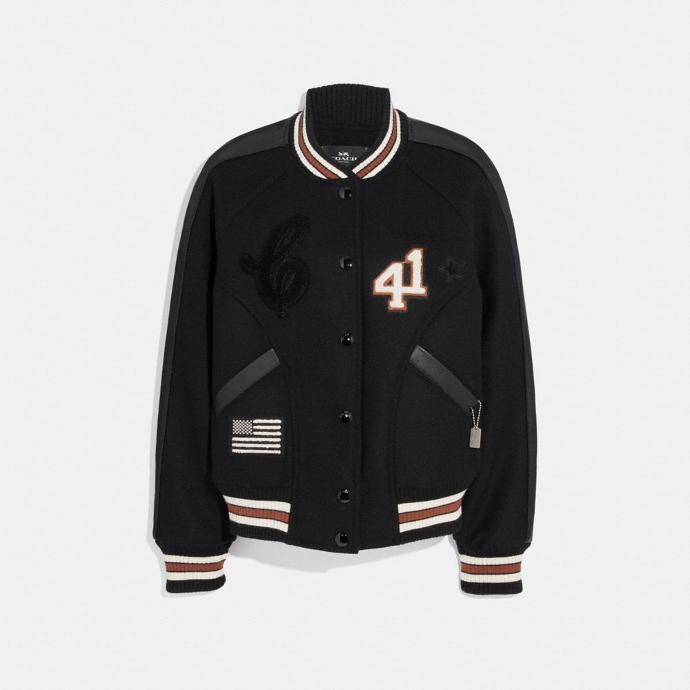 COACH F34122 VARSITY JACKET BLACK/BLACK