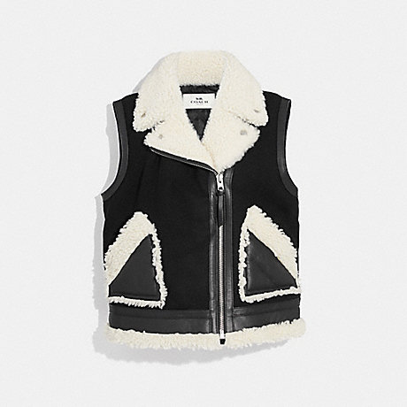 COACH F34124 SHEARLING AND WOOL VEST BLACK
