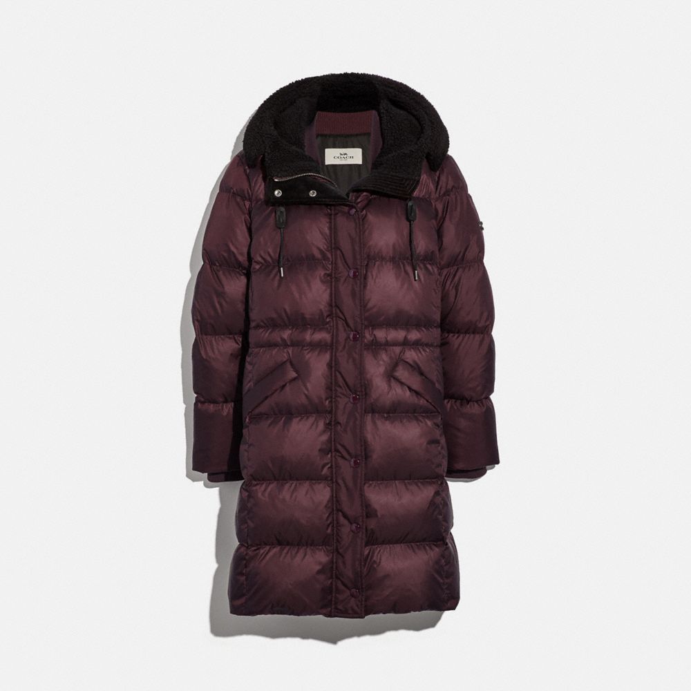 COACH F34128 LONG PUFFER BORDEAUX