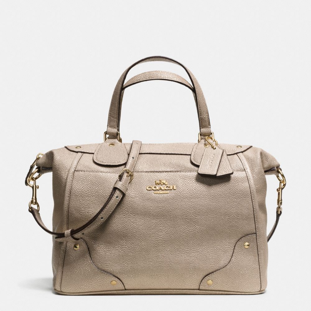 COACH f34143 MICKIE SATCHEL IN CAVIAR GRAIN LEATHER LIGHT GOLD/GOLD