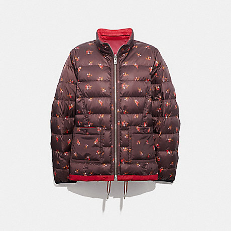 COACH f34158 REVERSIBLE QUILTED JACKET CLASSIC RED/MULTI