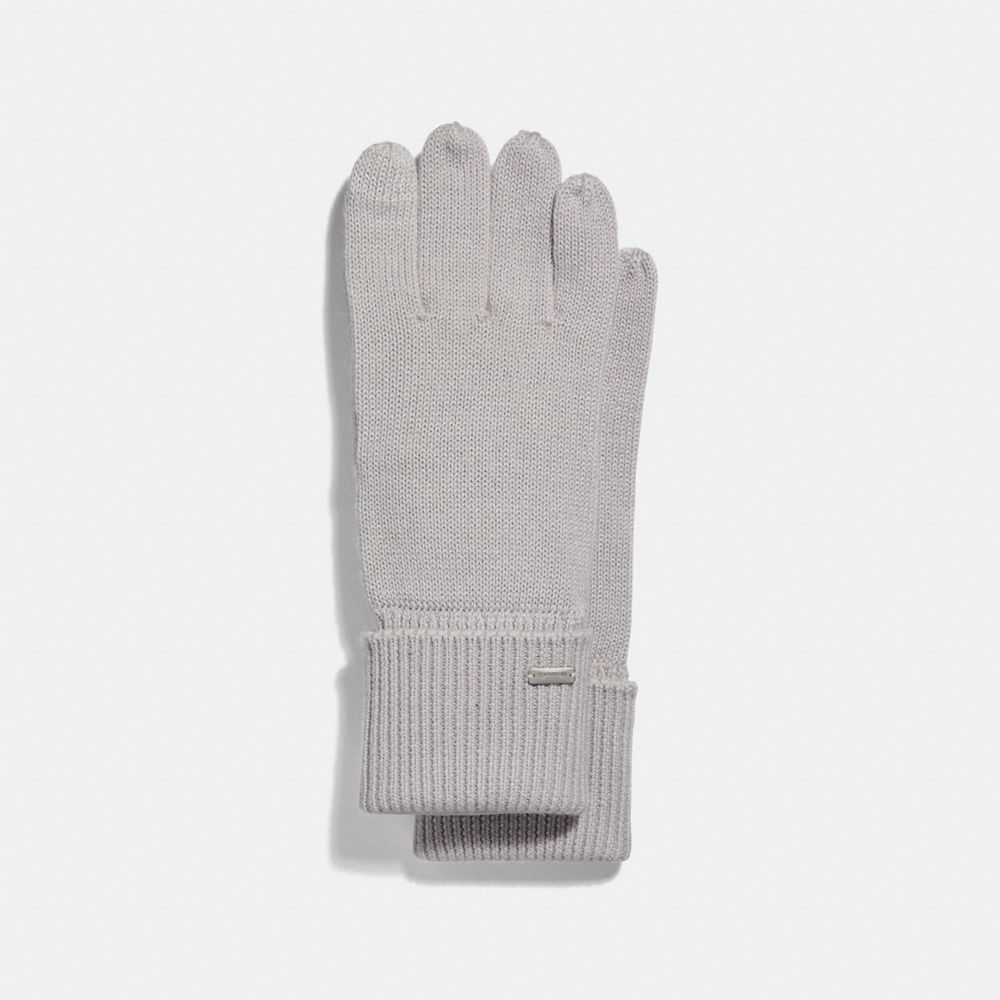 COACH EMBOSSED SIGNATURE KNIT TOUCH GLOVES - ICE - F34259