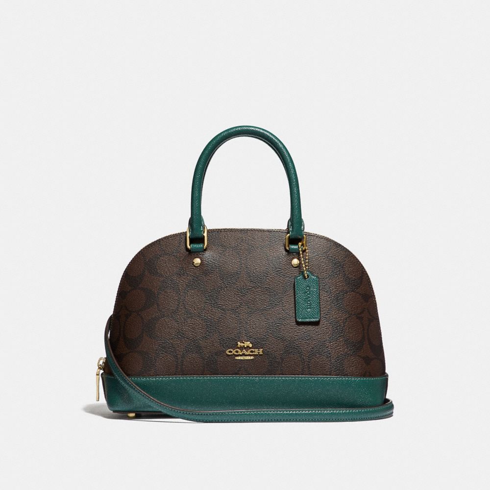 MINI SIERRA SATCHEL IN SIGNATURE CANVAS - COACH F34290 - BROWN/DARK TURQUOISE/LIGHT GOLD