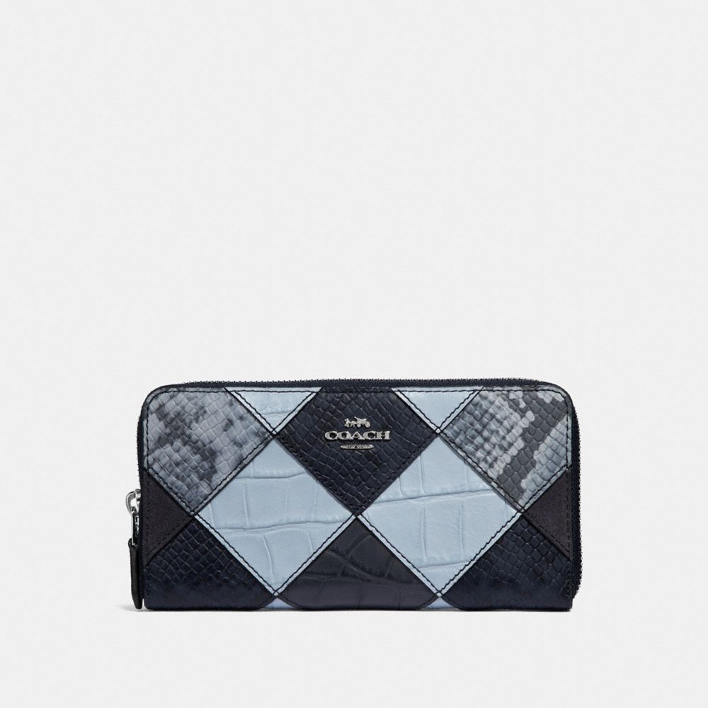 COACH F34308 ACCORDION ZIP WALLET MIDNIGHT-MULTI/SILVER