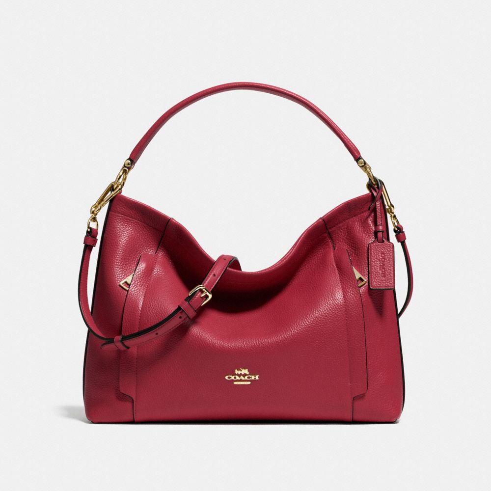 COACH f34312 SCOUT HOBO IN PEBBLE LEATHER LIGHT GOLD/BLACK CHERRY