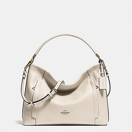 COACH f34312 SCOUT HOBO IN POLISHED PEBBLE LEATHER LIGHT GOLD/CHALK