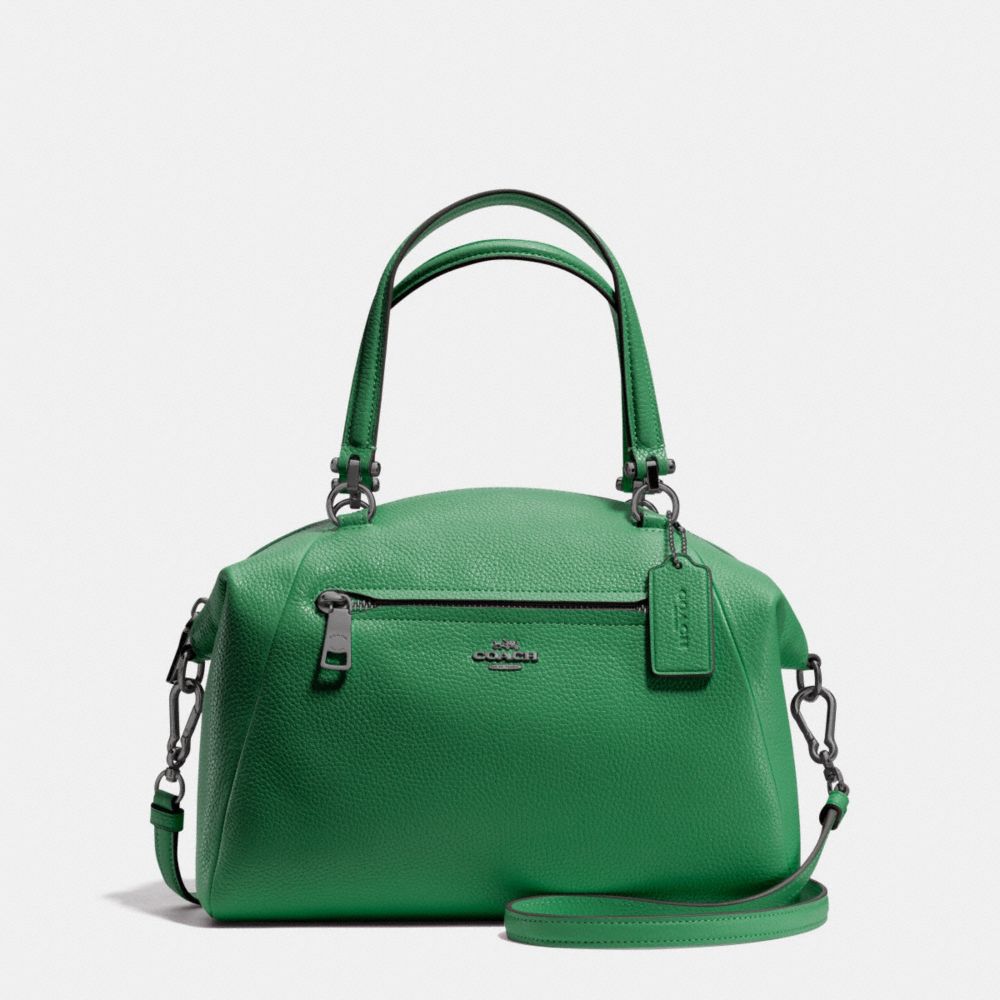 PRAIRIE SATCHEL IN PEBBLE LEATHER - f34340 - DARK GUNMETAL/GRASS