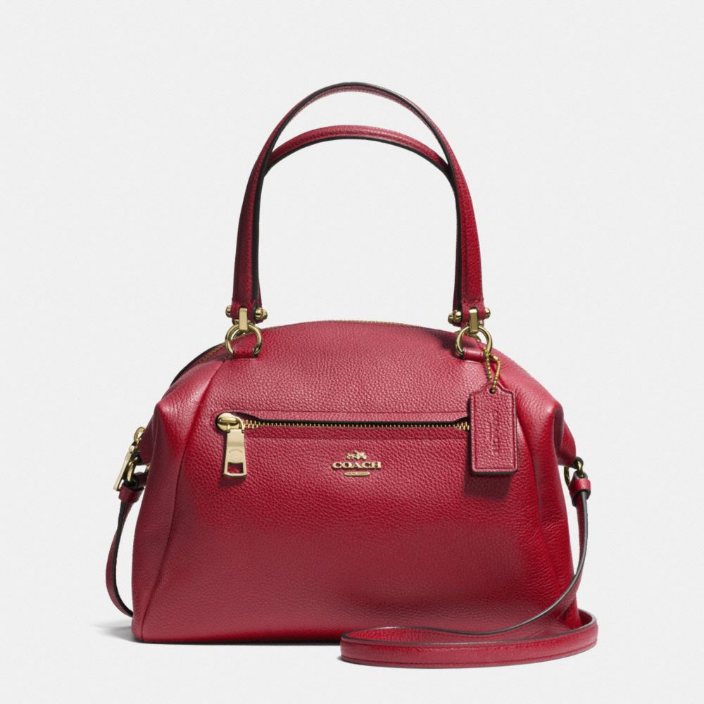 PRAIRIE SATCHEL IN PEBBLE LEATHER - f34340 - LIGHT GOLD/BLACK CHERRY