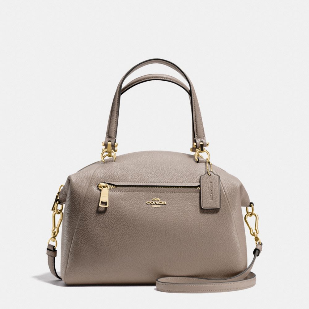 PRAIRIE SATCHEL IN PEBBLE LEATHER - f34340 - LIGHT GOLD/FOG