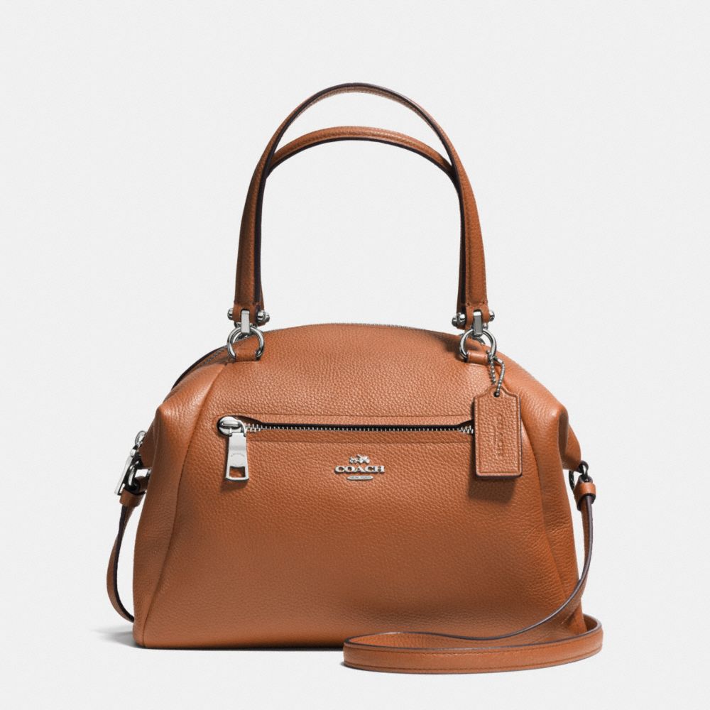 COACH F34340 Prairie Satchel In Pebble Leather SILVER/SADDLE