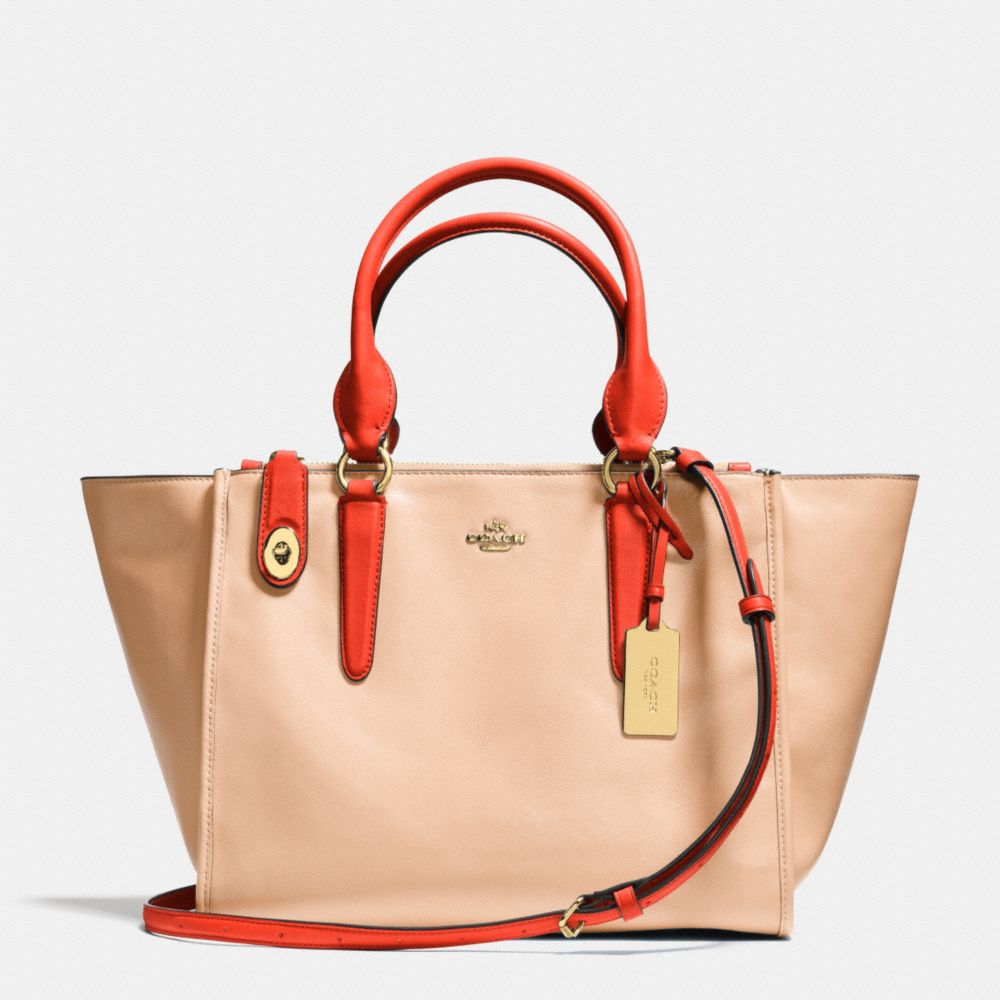 COACH F34351 Crosby Carryall In Two Tone Leather LIGHT GOLD/APRICOT/CORAL