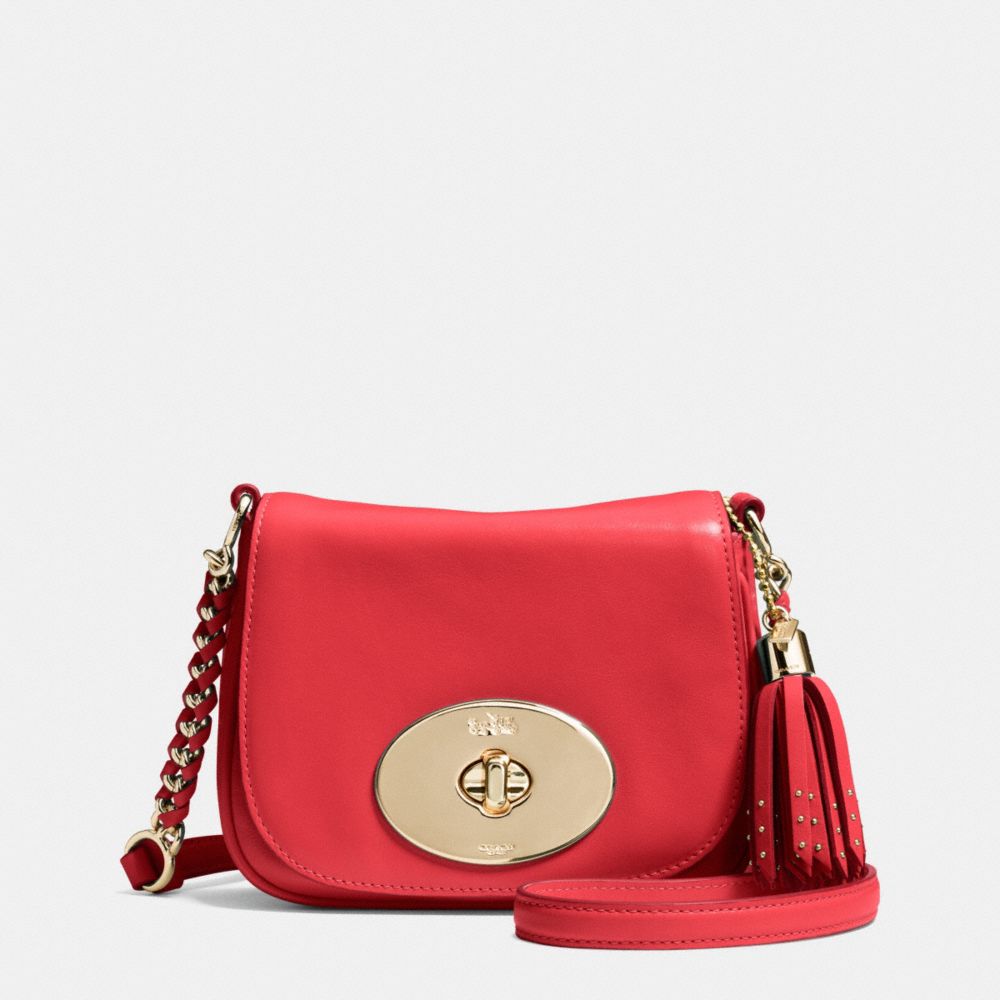 COACH F34361 LIV CROSSBODY IN CALF LEATHER -LIGHT-GOLD/RED