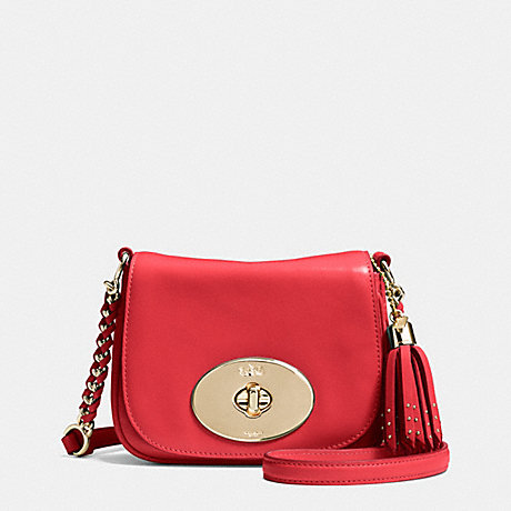COACH F34361 LIV CROSSBODY IN CALF LEATHER -LIGHT-GOLD/RED