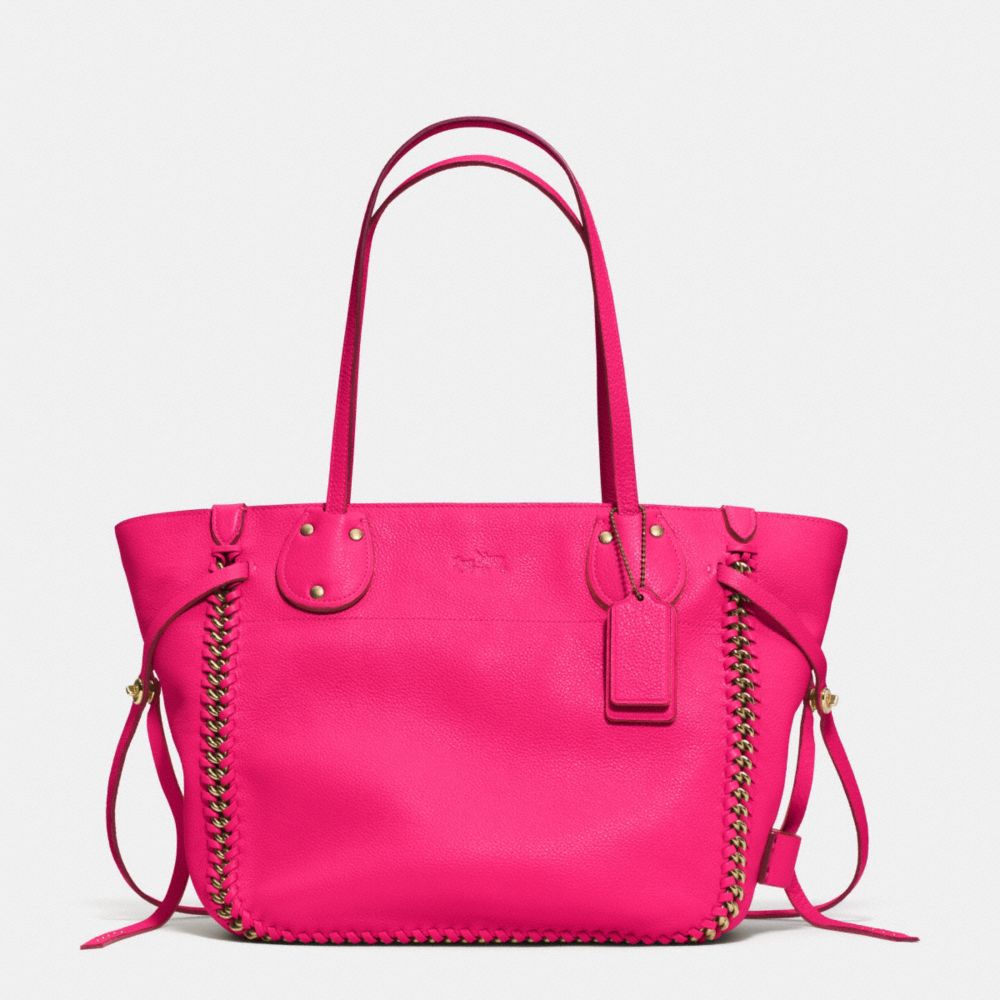 COACH TATUM TOTE IN WHIPLASH LEATHER - LIGHT GOLD/PINK RUBY - f34398