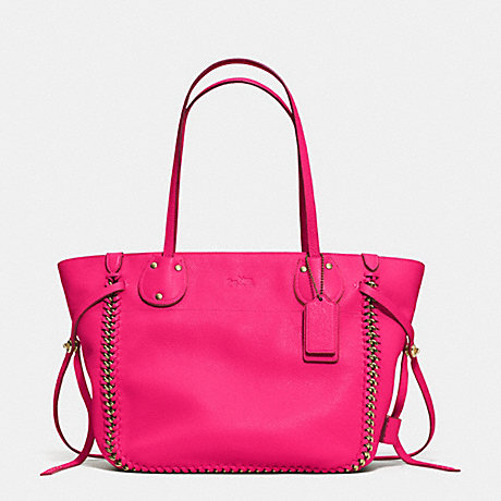 COACH f34398 TATUM TOTE IN WHIPLASH LEATHER LIGHT GOLD/PINK RUBY