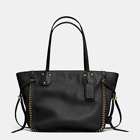 COACH F34398 TATUM TOTE IN WHIPLASH LEATHER LIGHT-GOLD/BLACK