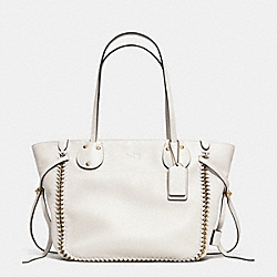 TATUM TOTE IN WHIPLASH LEATHER - f34398 - LIGHT GOLD/CHALK