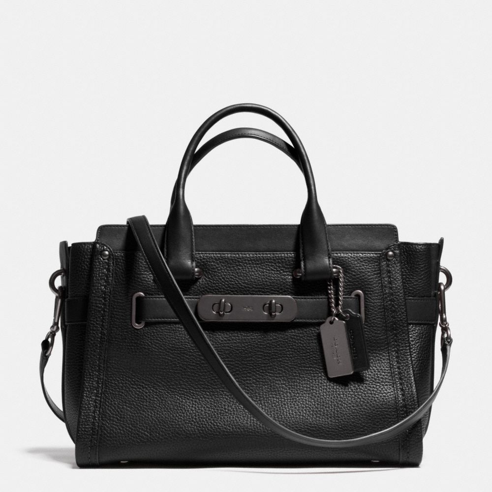 COACH F34408 COACH SWAGGER IN NUBUCK PEBBLE LEATHER MATTE-BLACK/BLACK