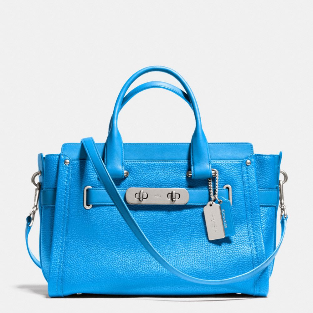 COACH SWAGGER IN NUBUCK PEBBLE LEATHER - SILVER/AZURE - COACH F34408