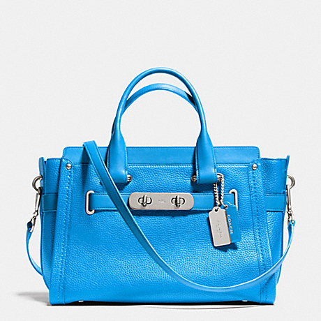 COACH COACH SWAGGER IN NUBUCK PEBBLE LEATHER - SILVER/AZURE - f34408