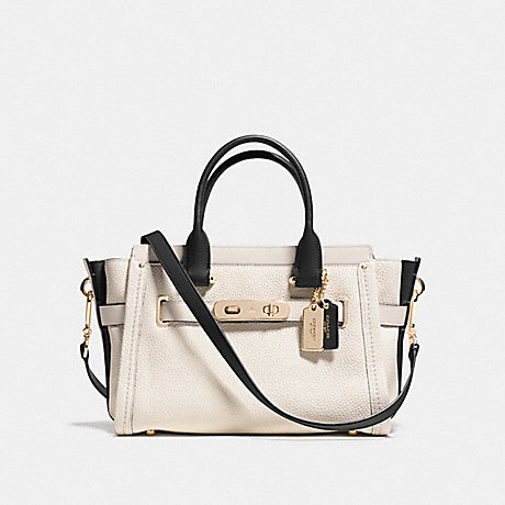 COACH SWAGGER 27 IN COLORBLOCK LEATHER - COACH F34417 - LIGHT GOLD/CHALK MULTI