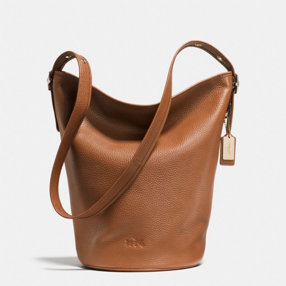 DUFFLE SHOULDER BAG IN PEBBLE LEATHER - LIGHT GOLD/SADDLE - COACH F34474