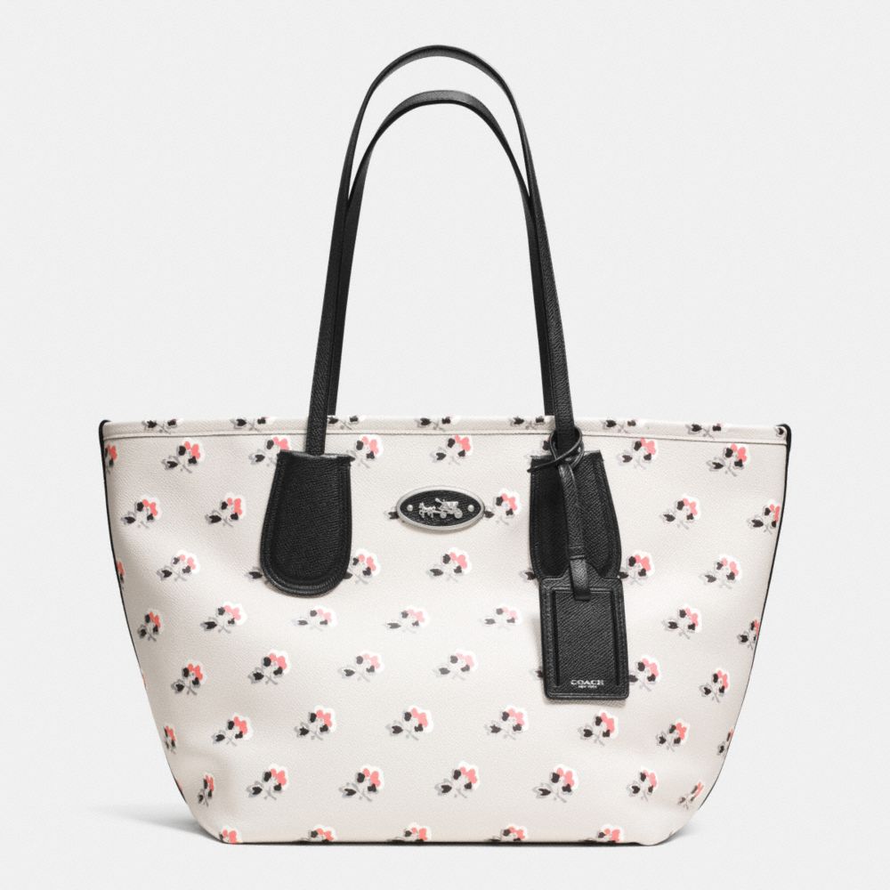 COACH TAXI ZIP TOP TOTE IN PRINTED CROSSGRAIN LEATHER - f34481 -  SVDRL