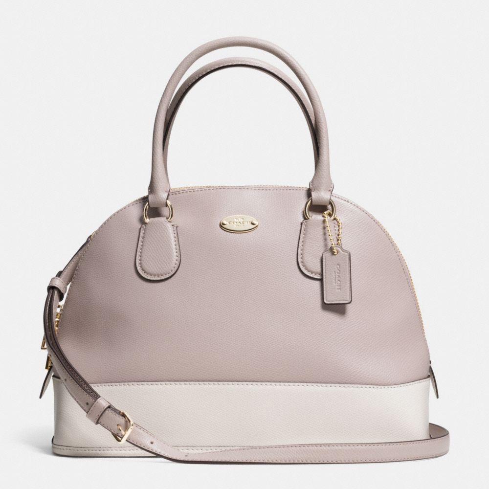 CORA DOMED SATCHEL IN BICOLOR CROSSGRAIN LEATHER - f34491 -  LIGHT GOLD/GREY BIRCH/CHALK