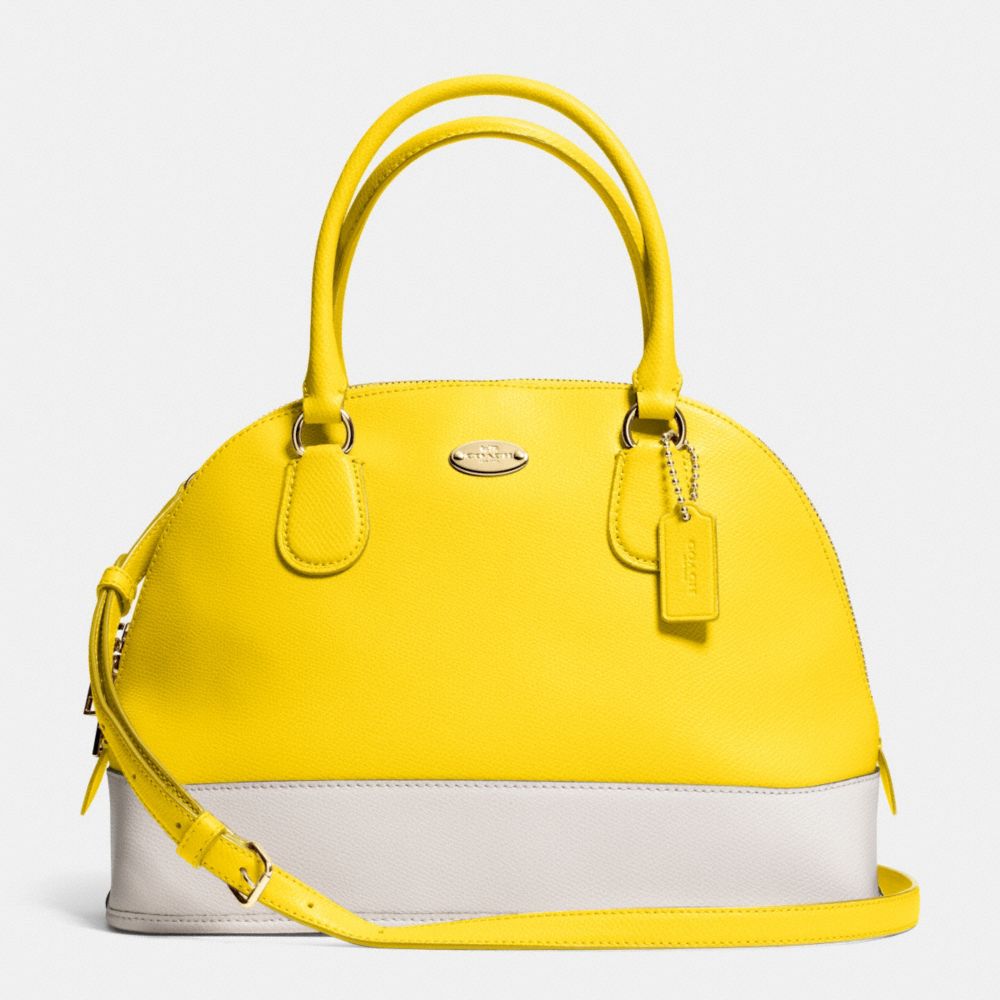 COACH F34491 Cora Domed Satchel In Bicolor Crossgrain Leather  LIGHT GOLD/YELLOW/CHALK