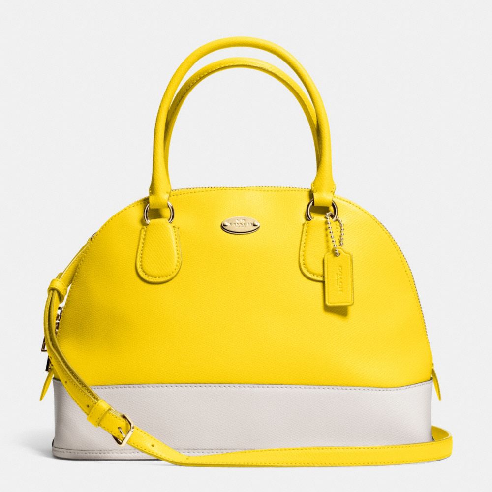 COACH f34491 CORA DOMED SATCHEL IN BICOLOR CROSSGRAIN LEATHER  LIGHT GOLD/YELLOW/CHALK