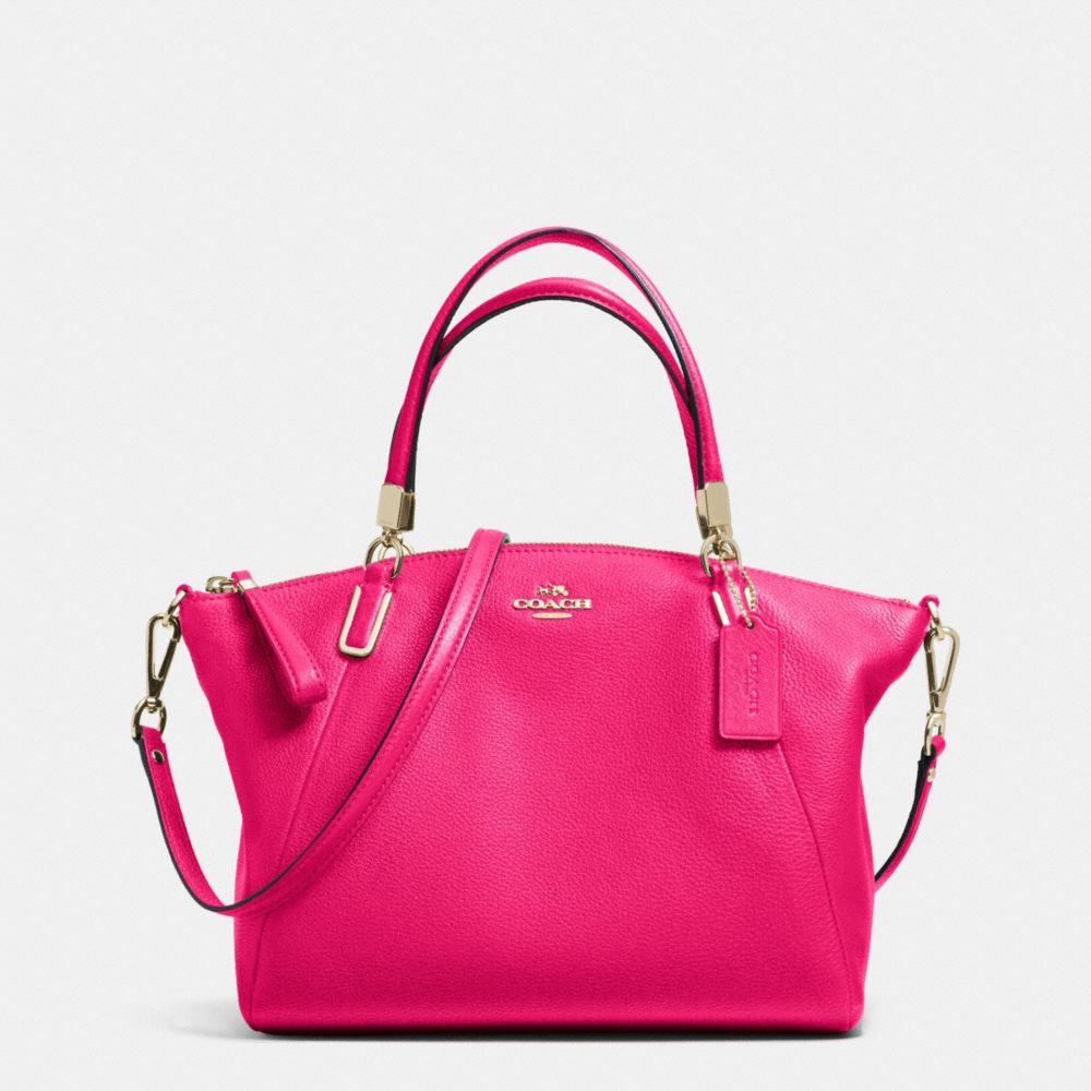 SMALL KELSEY SATCHEL IN PEBBLE LEATHER - f34493 - LIGHT GOLD/PINK RUBY