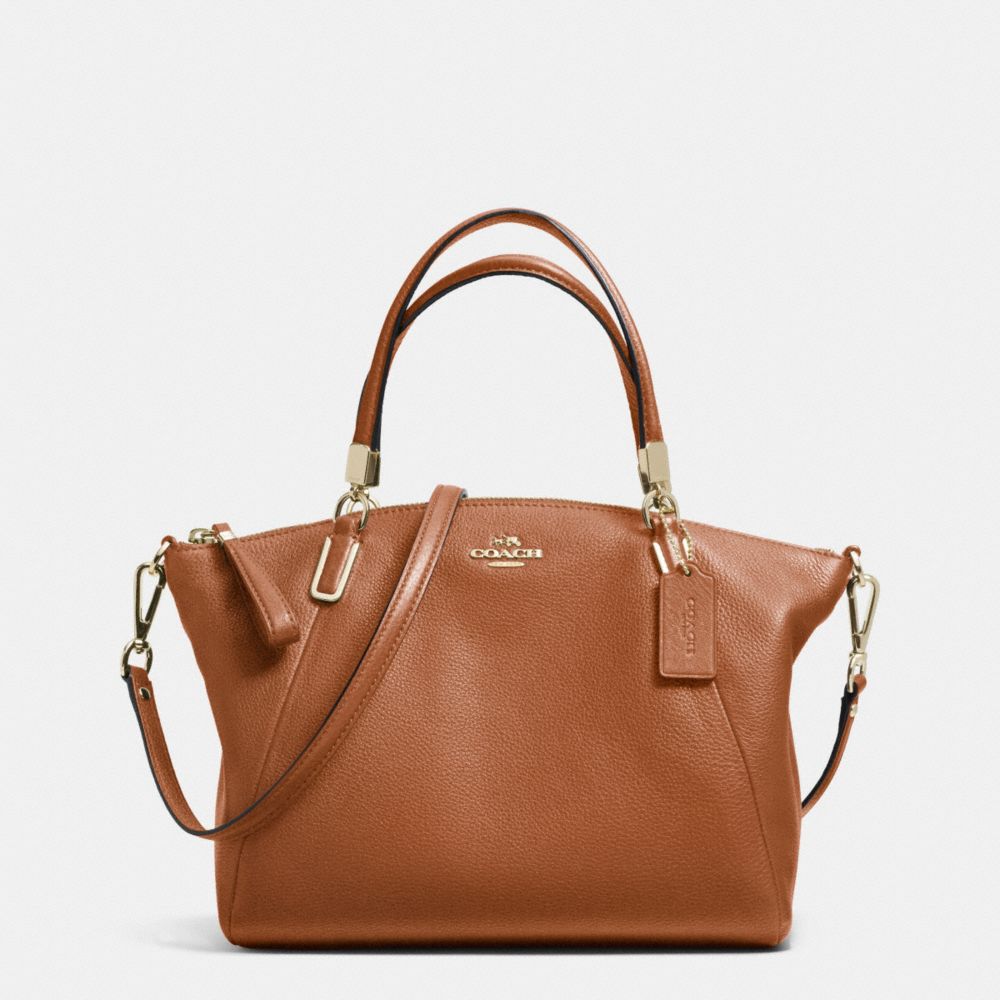 SMALL KELSEY SATCHEL IN PEBBLE LEATHER - LIGHT GOLD/SADDLE F34493 - COACH F34493