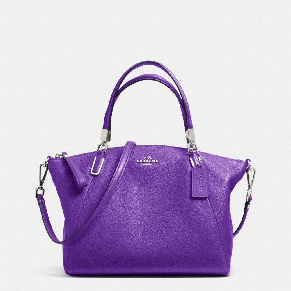 SMALL KELSEY SATCHEL IN PEBBLE LEATHER - f34493 - SILVER/PURPLE IRIS