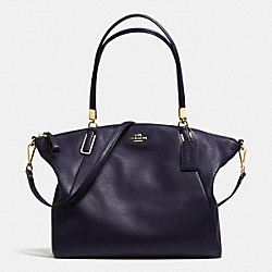 PEBBLE LEATHER KELSEY SATCHEL - f34494 - LIGHT GOLD/MIDNIGHT