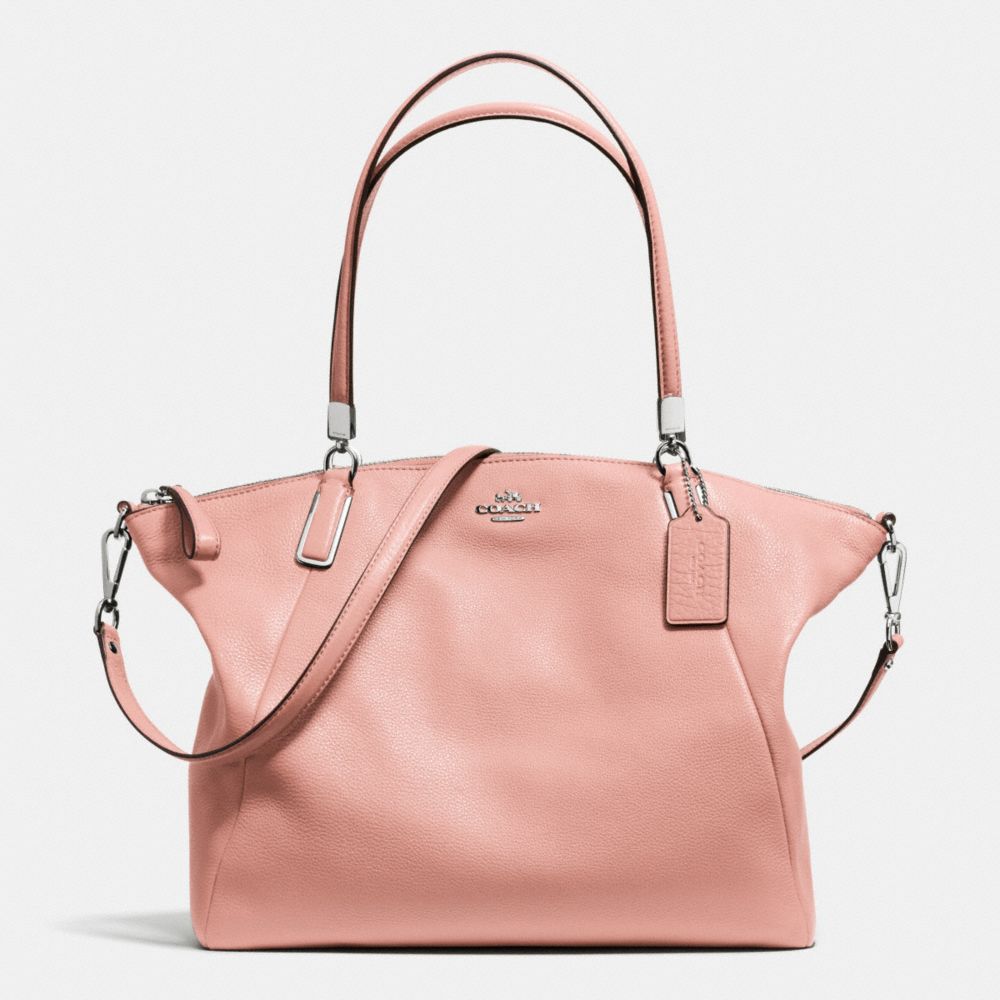 COACH F34494 Kelsey Satchel In Pebble Leather SILVER/BLUSH