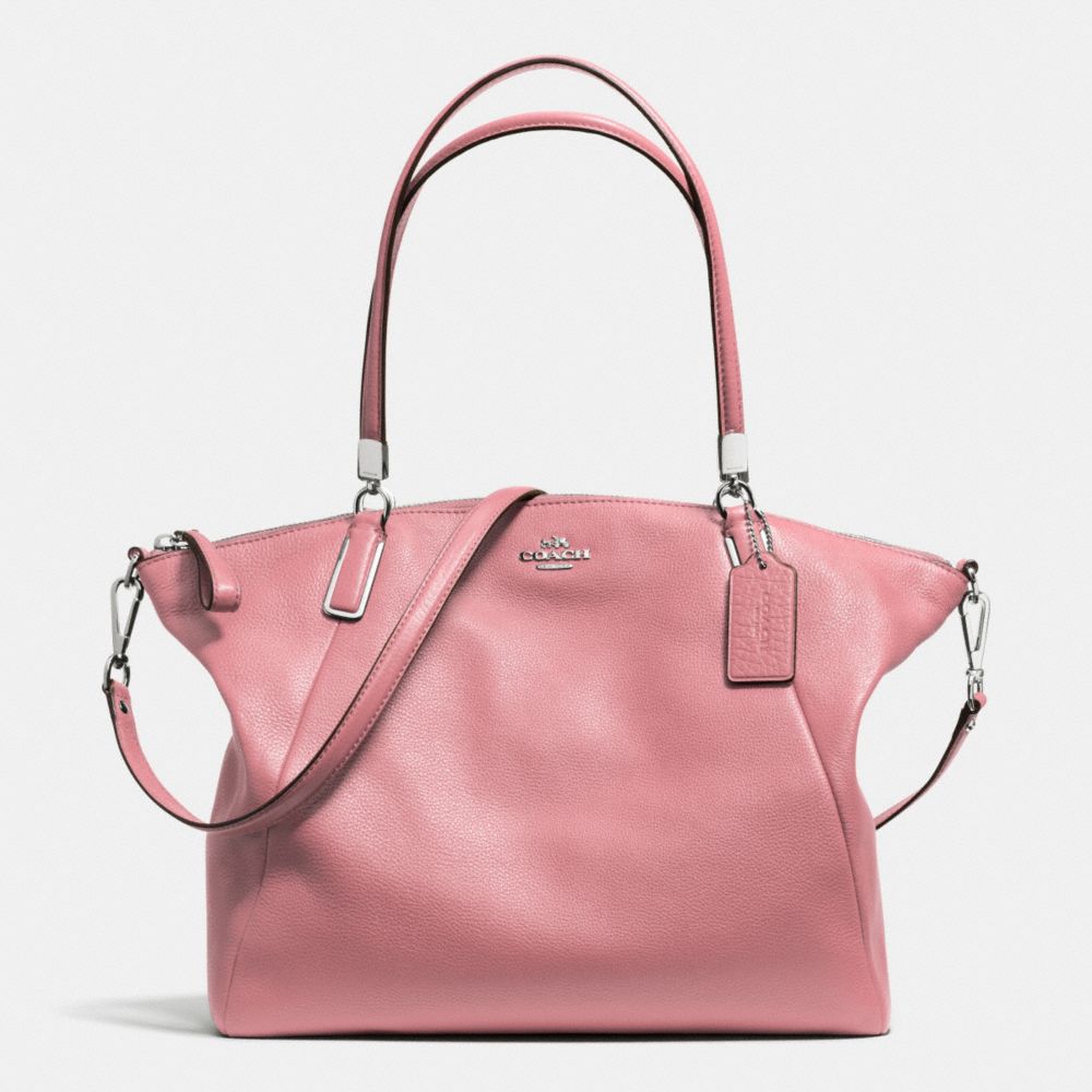 PEBBLE LEATHER KELSEY SATCHEL - f34494 - SILVER/SHADOW ROSE